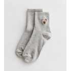Grey Embroidered French Bulldog Tube Socks