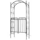 Outsunny Garden Decorative Metal Arch with Gate - Black