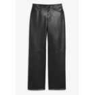 Mid waist straight leg faux leather trousers