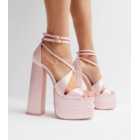 Public Desire Pink Double Platform Block Heel Sandals