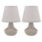 Premier Housewares Set of 2 Table Lamps in Grey Ceramic