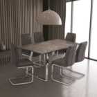 Paris Rectangular 6 Seater Dining Table Concrete Effect Glass