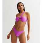 Purple One Shoulder Ring Bandeau Bikini Top