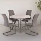 Rimini 4 Seater Round Dining Table, Light Grey