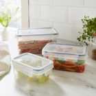 Set of 3 Clip Lock Rectangle Containers