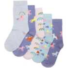 M&S Kids Cotton Unicorn Socks, 12-3, Multi 5 per pack