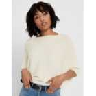 JDY Cream Ribbed Knit Batwing Top