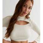 Pink Vanilla Off White Cut Out High Neck Crop Top