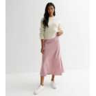 Gini London Pink Satin High Waist Midi Skirt