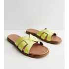 Wide Fit Yellow Cross Strap Sliders