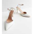 White Satin Diamanté 2 Part Pointed Stiletto Court Shoes