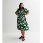 Curves Green Abstract Print Midi Shirt Dress