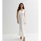 VILA Off White Satin Fishtail Maxi Dress