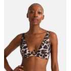 Dorina Brown Leopard Print Plunge Bikini Top