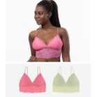 Dorina 2 Pack Pink and Green Lace Bralettes