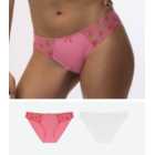 Dorina 2 Pack Pink and White Mesh Embroidered Briefs