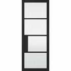 LPD (W) 27 inch Black Chelsea Glazed 4L Reeded Internal Door