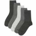 M&S Women's 5 Pack Sumptuously Soft Ankle Socks, Size 3-8, Grey Marl