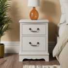 Ariella 2 Drawer Bedside Table, Handpainted Warm Stone