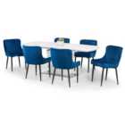 Como Rectangular Extendable Dining Table with 6 Luxe Chairs