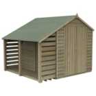 Forest Garden 8 x 6ft 4Life Apex Overlap Pressure Treated Double Door Shed with Lean-To