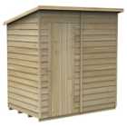 Forest Garden 6 x 4ft 4Life Pent Overlap Pressure Treated Windowless Shed with Base and Assembly