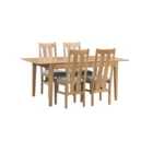 Cotswold Rectangular Extendable Dining Table with 4 Chairs, Solid Oak