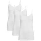M&S Womens Cotton Rich Strappy Vests, 3 Pack, 8-18, White
