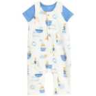 M&S Jersey AOP Boat Dungaree, 2 Pack, 0-24 Months, White Mix