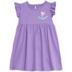 M&S Purple Frill Sleeve Dress, 0 Months-3 Years, Purple