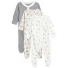 M&S Pure Cotton Dog & Striped Sleepsuits, 3 Pack, Newborn - 3 Years, Beige