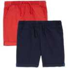 M&S Boys Collection Pure Cotton Shorts, 2 Pack, 2-7 Years, Navy Mix