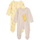 M&S Winnie the Pooh Sleepsuit, 2 Pack, Newborn-3 Years, Yellow Mix