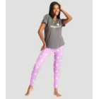 Loungeable Lilac Jogger Pyjama Set with Mouse Print