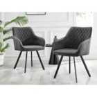 Furniture Box 2x Falun Dark Grey Fabric Black Leg Dining Chairs