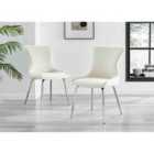 Furniture Box 2x Nora Cream Velvet Silver Leg Dining Chairs