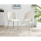 Furniture Box 2x Arlon Cream Velvet Silver Leg Dining Chairs