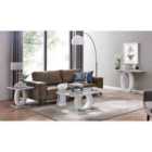 Furniture Box Giovani Grey White High Gloss Glass Console Coffee End Side Table Set