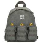 Artsac Dark Grey 3 Zip Pocket Logo Small Backpack