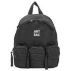 Artsac Black 3 Zip Pocket Logo Small Backpack