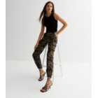 Urban Bliss Olive Camo Cuffed Cargo Trousers