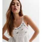 White Floral Embroidered Crochet Broderie Cami