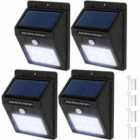 Tectake 4 Led Solar Wall Lights With Motion Detector Black