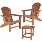 Tectake Garden Table And Chairs Set 2 Weatherproof Chairs And Side Table Brown