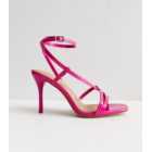 Wide Fit Bright Pink Strappy Stiletto Heel Sandals