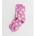 Deep Pink Daisy Socks