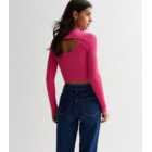 ONLY Mid Pink Ribbed Knit Open Back Crop Jumper