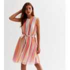 KIDS ONLY Off White Stripe Belted Mini Dress