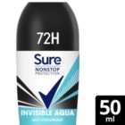 Sure Antiperspirant Deodorant Roll On Nonstop Invisible Aqua 50ml