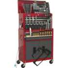 6 Drawer Topchest & Rollcab Bundle with 128 Piece Tool Kit - Red & Grey